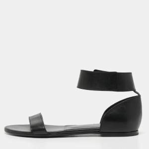Chloe Black Leather Ankle Cuff Flat Sandals Size 37