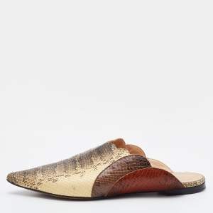 Chloe Multicolor Python Embossed Leather Mule Sandals Size 39