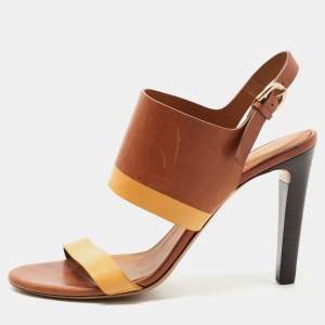 Pre Owned Chloe Brown Leather Ankle Strap Sandals Size 38