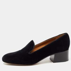 Pre Owned Chloé Black Velvet Loafer Pumps Size 38