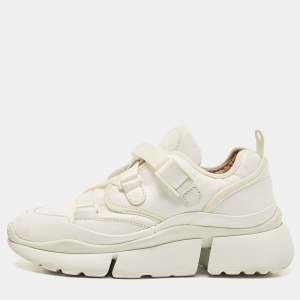 Pre Owned Chloe White Leather Sonnie Low Top Sneakers Size 36