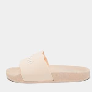 CHLOÉ Pink Rubber Scalloped Accent Flat Slides Size 38