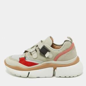 Chloe Tricolor Suede and Canvas Sonnie Sneakers Size 35