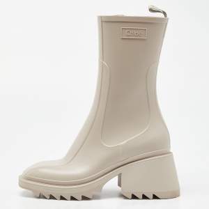 Chloe Cream Rubber Betty Mid Calf Rain Boots Size 38