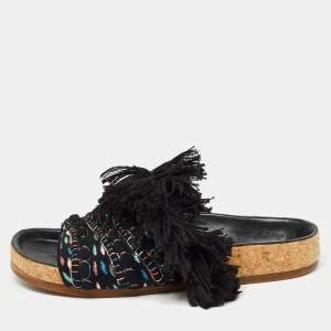 Chloe Multicolor Canvas Flat Slides Size 37 