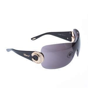Chopard Black SCH939S Embellished Shield Sunglasses