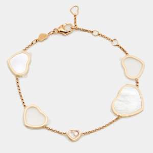 Chopard Happy Hearts Mother of Pearl Diamond 18k Rose Gold Bracelet