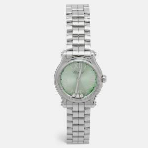 Chopard Green Stainless Steel Diamond Happy Sport 278590-3013 Women's Wristwatch 30 mm