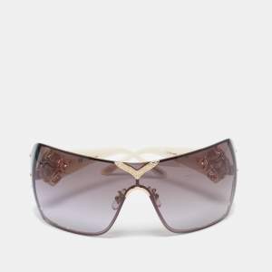 Chopard White/Brown Gradient SCH999S Crystals Shield Sunglasses
