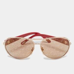 Chopard Red/Brown SCH 9400 Crystals Aviators Sunglasses