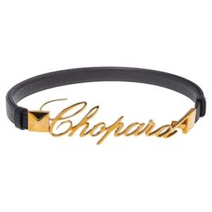 Chopard Black Leather Logo Buckle Adjustable Belt 105CM 