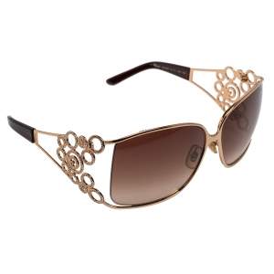 Chopard Brown/Gold SCH 699S Crystal Embellished Gradient Oversized Sunglasses