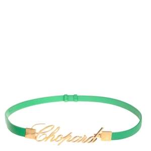 Chopard Green Grained Leather Logo Buckle Adjustable Belt 105CM 