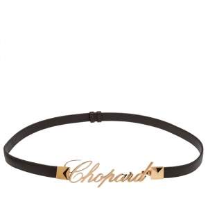 Chopard Brown Leather Logo Buckle Belt 104CM