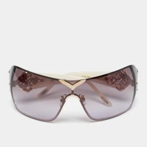 Chopard White SCH999S Crystal Embellished Gradient Shield Sunglasses