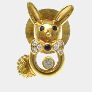 Chopard 18K Yellow Gold Diamond Ruby Sapphire Rabbit Tie Pin