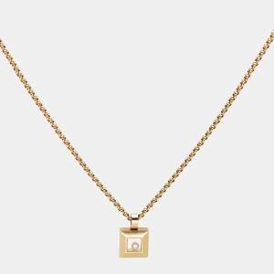 Chopard Happy Diamonds Icon 18k Yellow Gold Square Pendant Necklace
