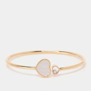 Chopard Happy Hearts Diamond Mother of Pearl 18K Gold Open Cuff Bracelet S