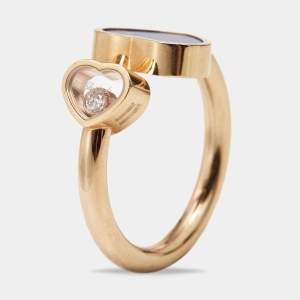 Chopard Happy Hearts Lapis Lazuli Diamond 18k Rose Gold Ring Size 51