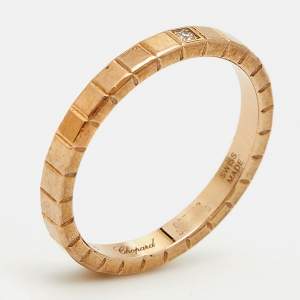 Pre Owned Chopard Ice Cube Diamond 18k Rose Gold Band Ring Size 52