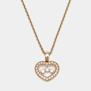 Pre Owned Chopard Happy Diamonds 18k Rose Gold Pendant Necklace