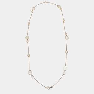 Pre Owned Chopard Happy Hearts Mother of Pearl Diamonds 18k Rose Gold Long Necklace
