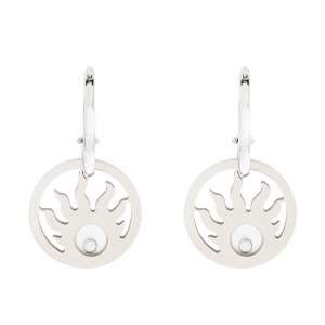 Chopard Happy Diamond Sun 18K White Gold Drop Earrings
