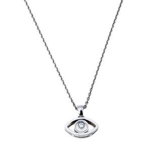 Chopard Happy Diamonds 18K White Gold Good Luck Charm Pendant Necklace