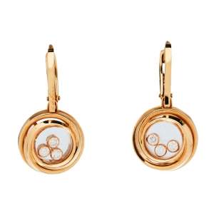 Chopard Happy Emotions Diamond 18K Rose Gold Drop Earrings