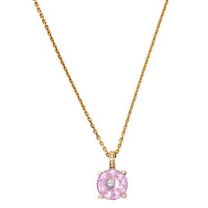 Chopard So Happy Diamond Synthetic Color Stone 18K Yellow Gold Pendant Necklace