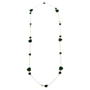 Chopard Happy Hearts Diamond Malachite 18K Rose Gold Sautoir Necklace 