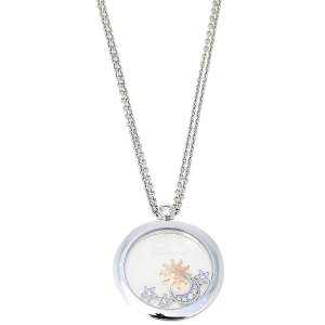 Chopard Happy Sun Moon & Stars Diamond 18K White Gold Long Pendant Necklace