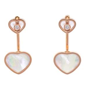 Chopard Happy Hearts 18K Rose Gold Diamond & Mother of Pearl Drop Earrings