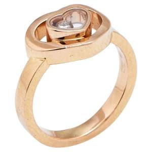 Chopard Happy Diamonds Diamond 18k Rose Gold Heart Ring Size 50
