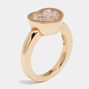 Chopard Happy Heart Happy Diamond 18k Rose Gold Diamond Ring Size 55