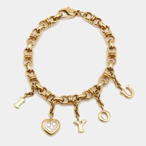 Chopard Happy Diamond 'I Love You' Diamonds 18k Yellow Gold Charm Bracelet