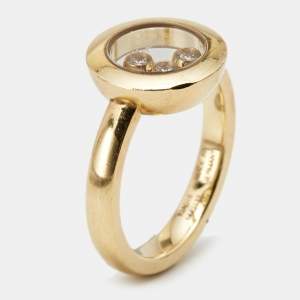 Chopard Happy Diamonds Icon Diamond 18k Yellow Gold Ring Size 52