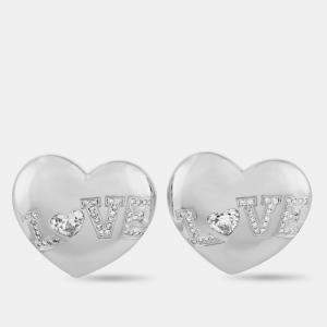 Chopard 18K White Gold Diamond Heart Earrings