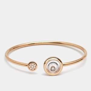 Chopard Happy Spirit Diamonds 18k Two Tone Gold Open Cuff Bracelet