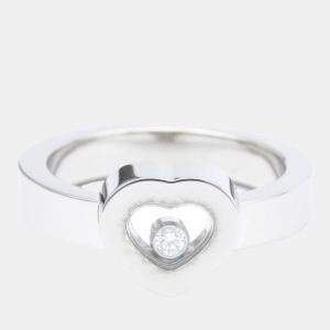 Chopard Happy Diamonds Heart 18K White Gold Diamond Ring EU 52
