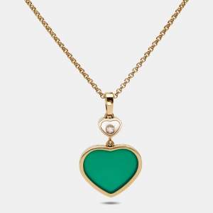 Chopard Happy Hearts Agate Diamond 18k Rose Gold Necklace