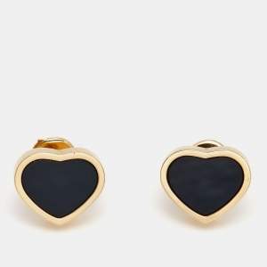 Chopard Happy Hearts Onyx 18k Rose Gold Earrings
