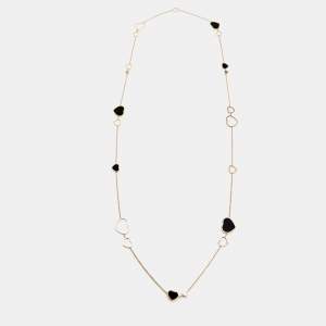Chopard Happy Hearts Onyx Diamond 18k Rose Gold Long Necklace