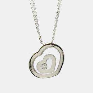 Chopard 18K White Gold and Diamond Happy Spirit  Heart Pendant Necklace