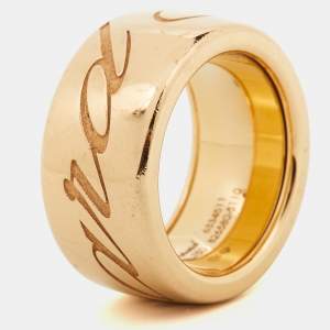 Chopard Chopardissimo Revolving Signature 18k Rose Gold Wide Band Ring Size 52