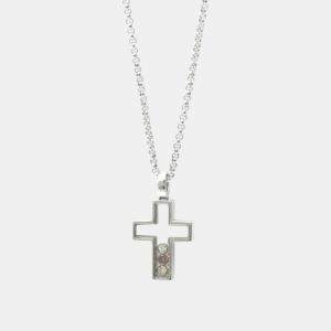 Chopard 18K White Gold, Diamond and Sapphire Happy Diamond Cross Pendant Necklace