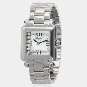 Chopard White Mother of Pearl Diamond Stainless Steel Happy Sport 27/8349-23 Quartz Women's Wristwatch 27 mm