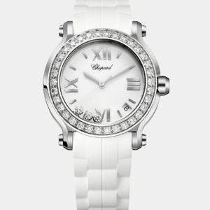 Chopard Customised White Diamond Stainless Steel Happy Sport 278475-3016 Quartz Men's Wristwatch 36 mm