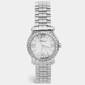 Chopard White Stainless Steel Diamond Happy Sport 278590-3002 Women's Wristwatch 30 mm