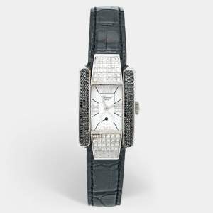 Pre Owned Chopard White Stainless Steel Diamond Alligator Leather La Strada 418357-3001 Women's Wristwatch 23.50 mm